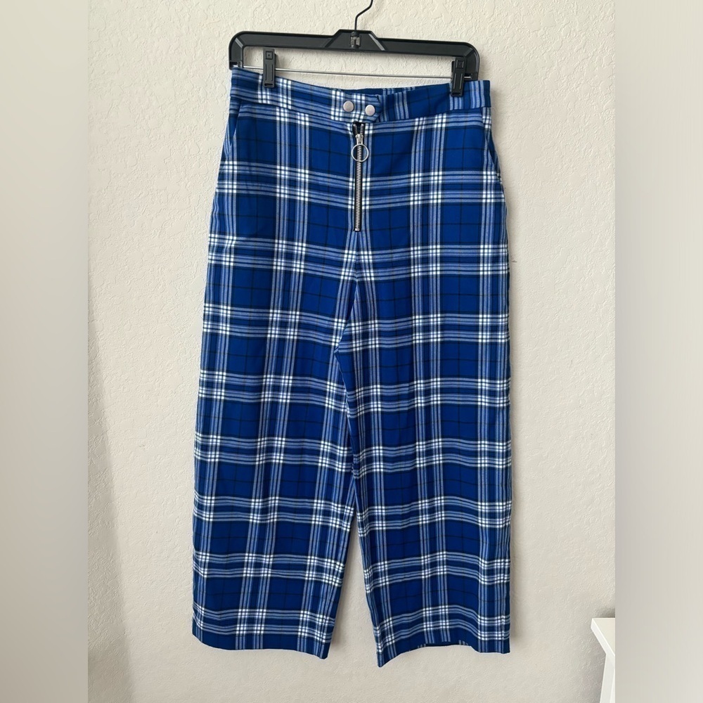UO Daisy Plaid Zip-Front Wide Leg Pant size 8 - Picture 7 of 11